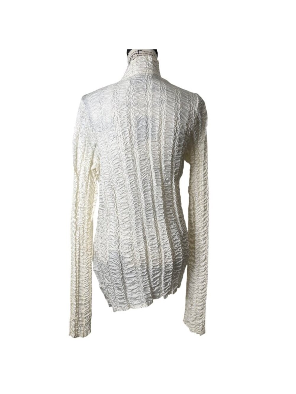 Yoshiki Hishinuma Womens Size M Crinkled Top Pleated Cream Button-Up - Picture 3 of 6